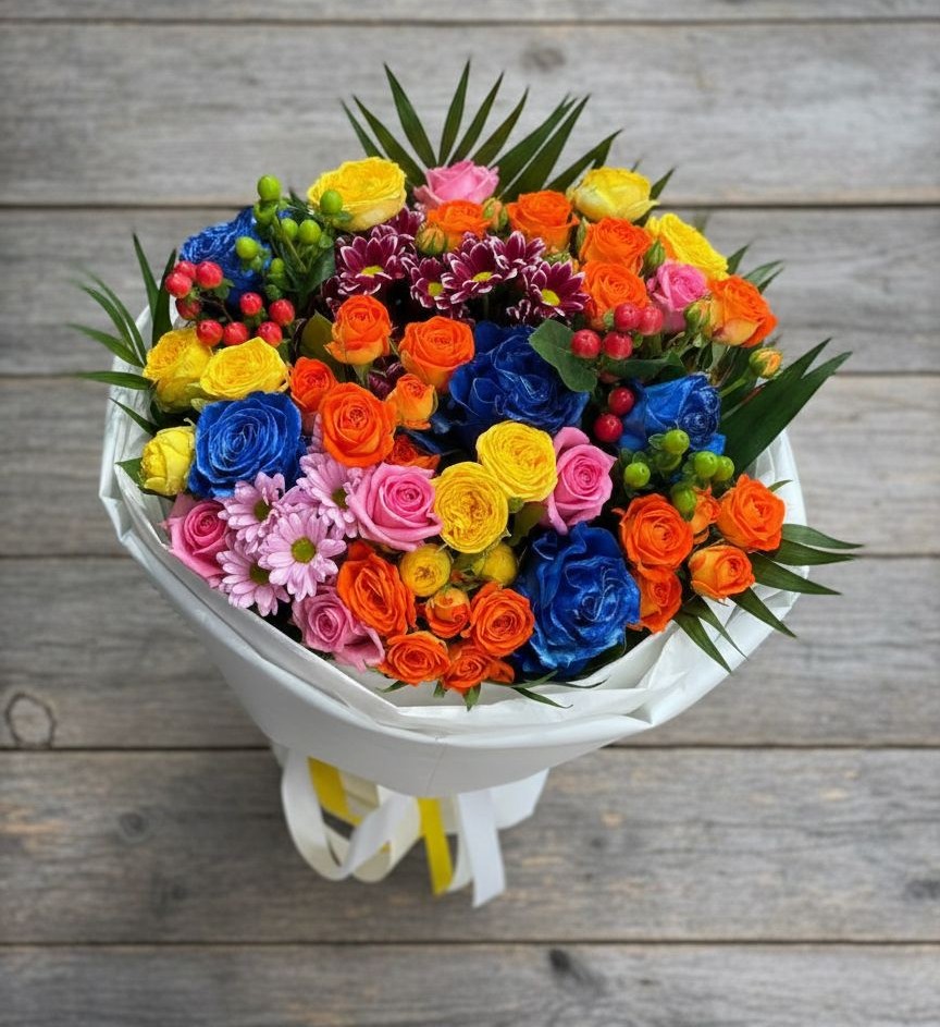 Букет цветов из: Розы и Хризантемы в Городище