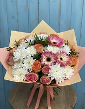 Букет цветов из:  Розы, Герберы и Хризантемы в Городище