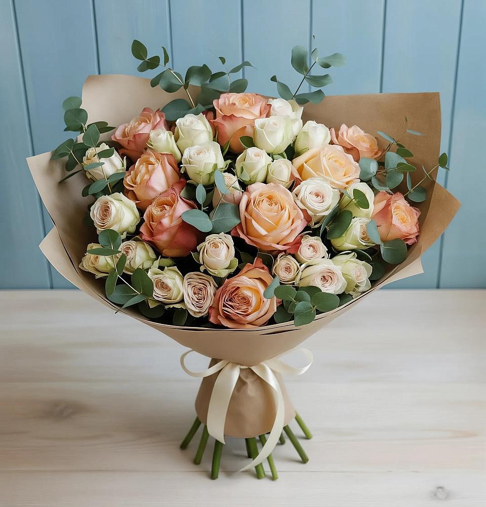 Букет цветов из: Альстромерии и Розы в Городище