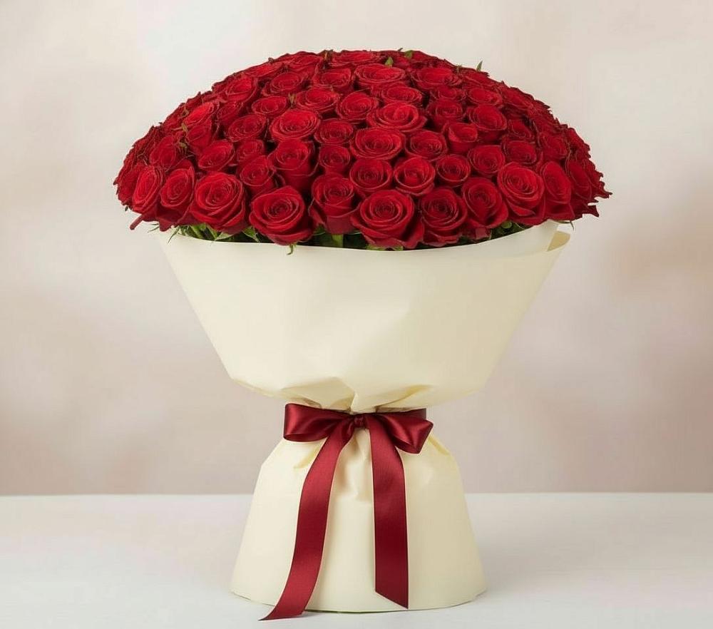 Букет 101 Красная роза Милано в Городище
