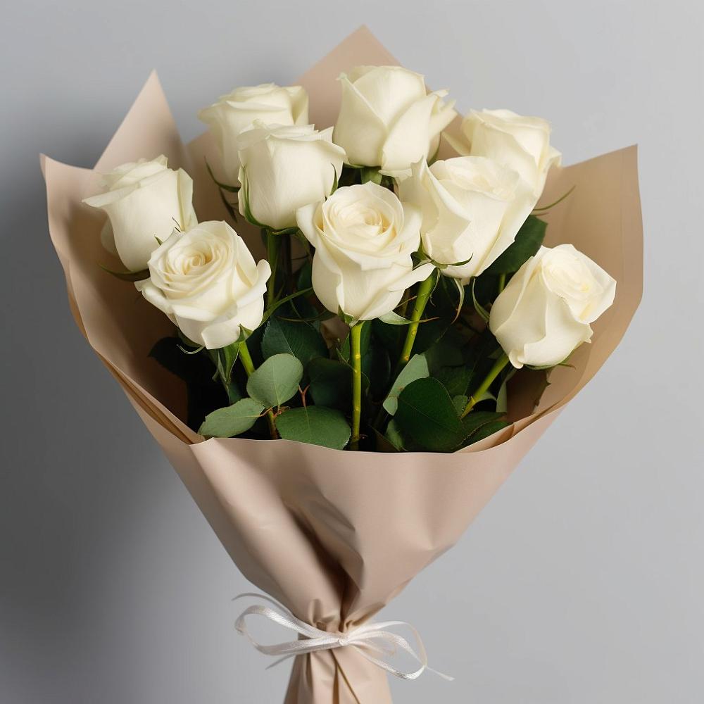 Букет 9 Белых роз Эдлесс Лав в Городище