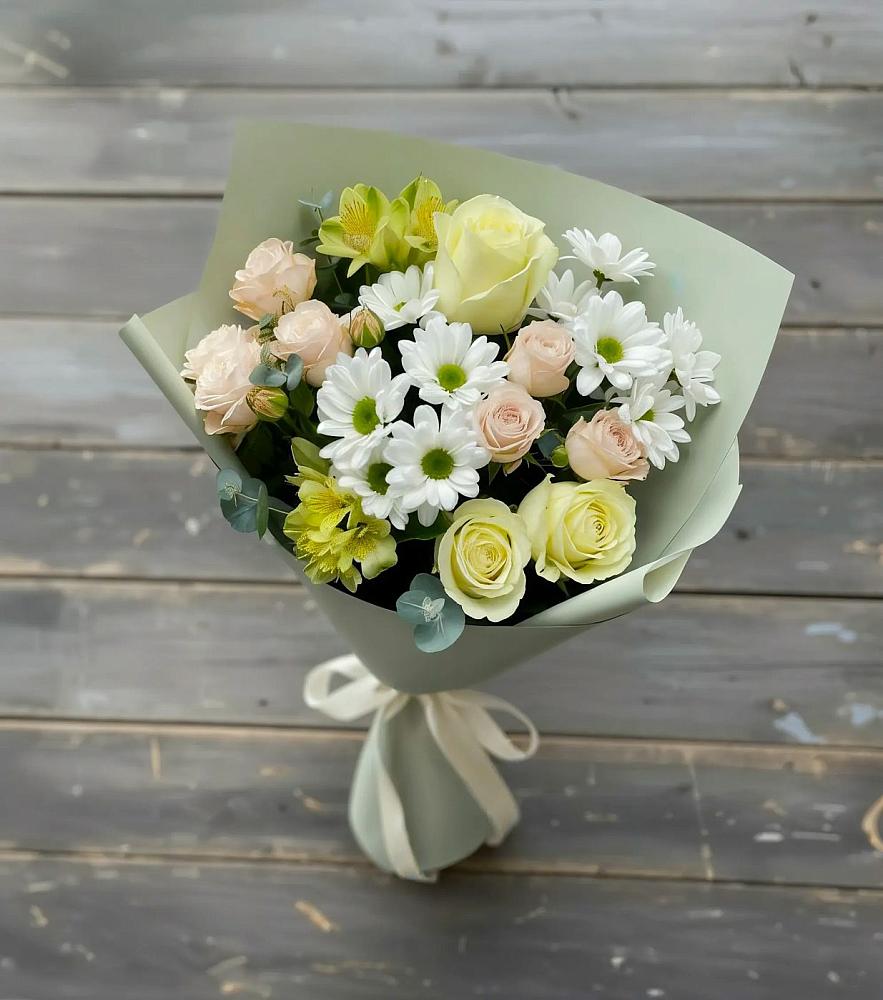 Букет цветов из: Альстромерии, Розы и Хризантемы в Городище