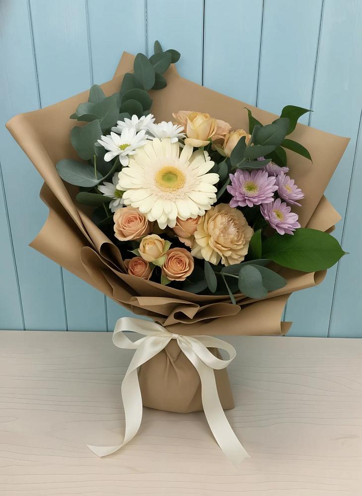 Букет цветов из: Герберы и Хризантемы в Городище