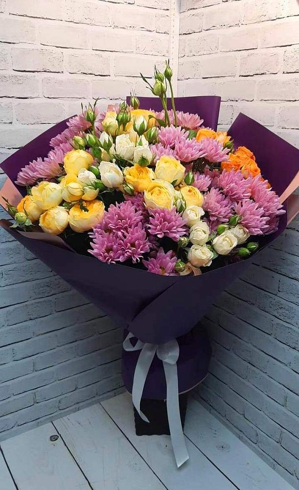 Букет цветов из: Хризантемы и Розы в Городище
