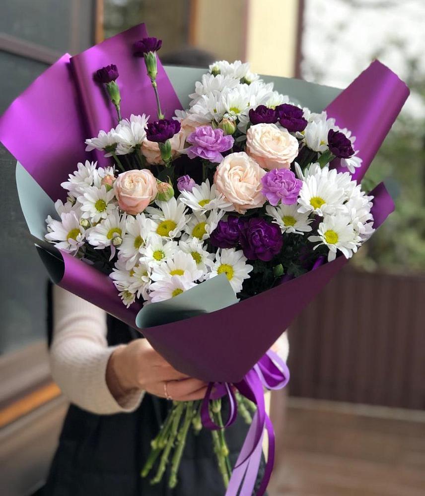 Букет цветов из: Хризантемы, Гвоздики и Розы в Городище