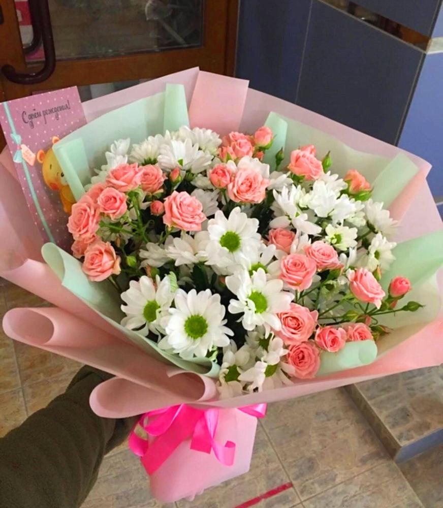 Букет цветов из: Розы и Хризантемы в Городище