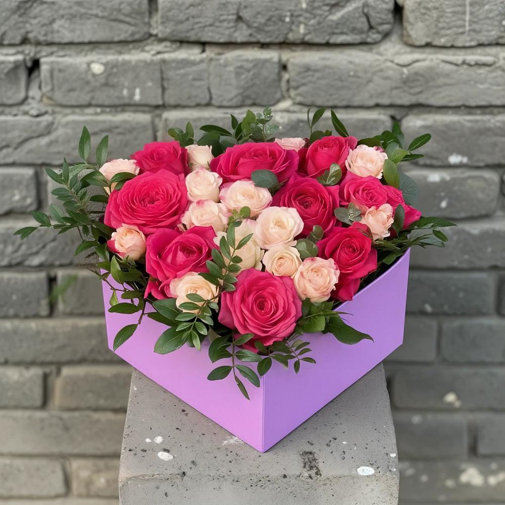 Цветочная композиция из Розы в коробке в Городище