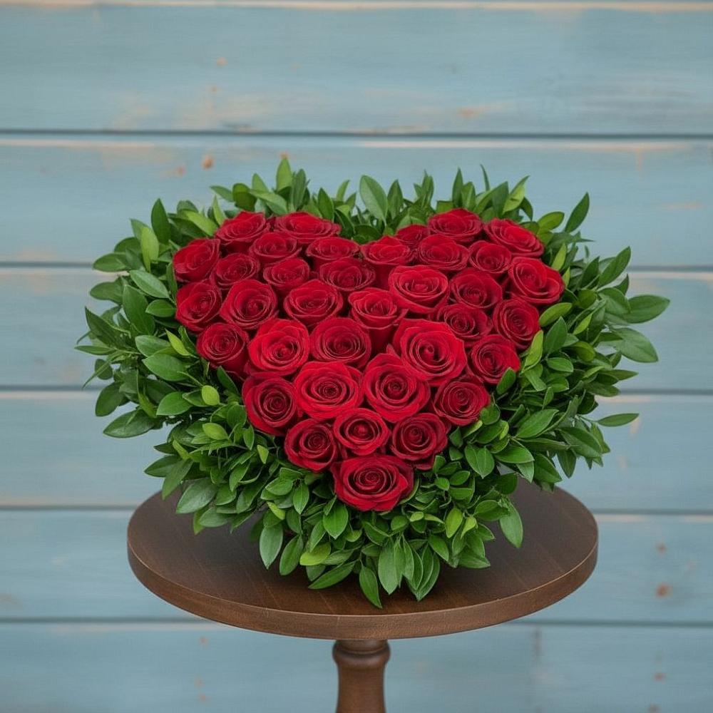 Цветочная композиция из Розы в виде сердца в Городище