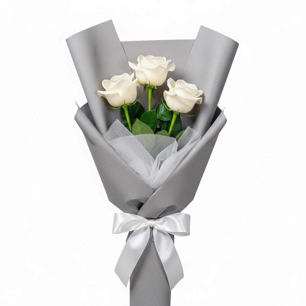 Букет 3 белые розы в Городище