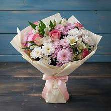 Букет цветов из:  Хризантемы, Альстромерии и Розы в Городище