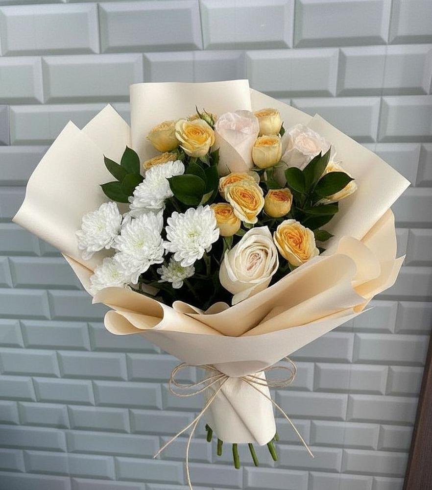 Букет цветов из: Розы и Хризантемы в Городище