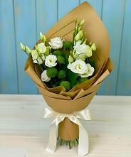 Букет цветов из:  Хризантемы и Лизиантусы #REPLACE_PRED# Городище