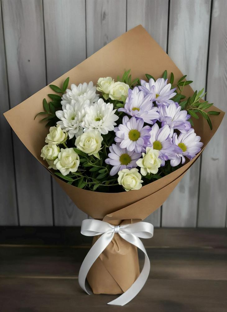 Букет цветов из: Хризантемы и Розы в Городище